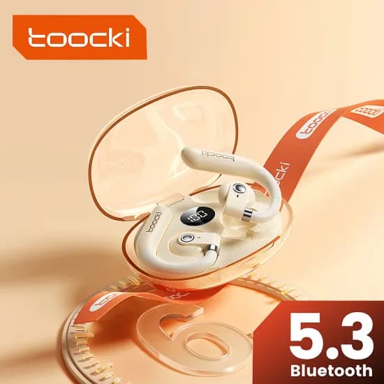 Toocki OWS 블루투스 헤드폰 헤드셋 걸이형 디자인 LED 배터리 표시 블루투스 5.3 스테레오 사운드