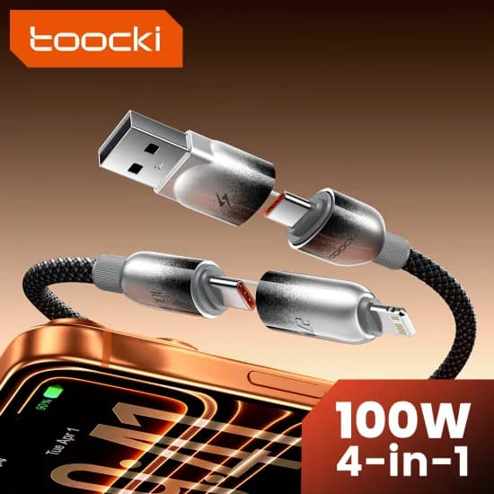 투키 100W 4-in-1 C to C 고속 충전 케이블 1.2M