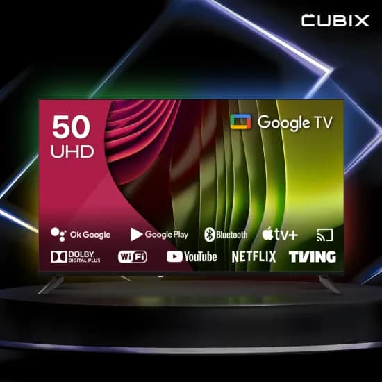 큐빅스 127cm 50인치 4K UHD 스마트TV 블랙에디션 구글 안드로이드