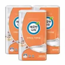 코인딜 깨끗한나라 키친타올 150매 8롤 3팩 11,359원 깨끗한나라 순수 40m 30롤 1