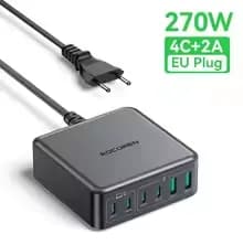 Rocoren 100W GaN 6포트 고속충전기 ($6), 200W GaN 고속충전기 ($14)