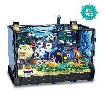 조명이 포함된 수족관 블록세트($9), 스피드 레이스 카 블록($18), 선박 모델 빌록 세트($18) 등