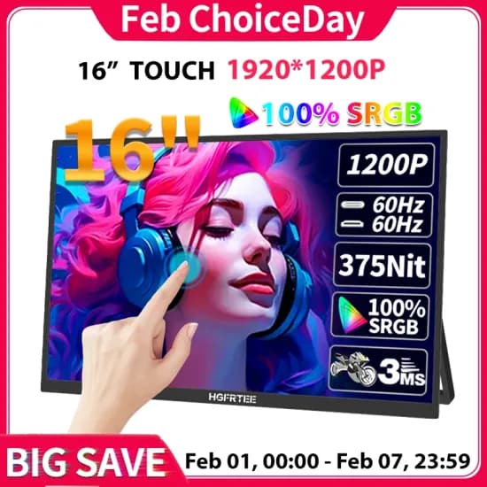 HGFRTEE 16인치 터치 휴대용 모니터 $67.69
