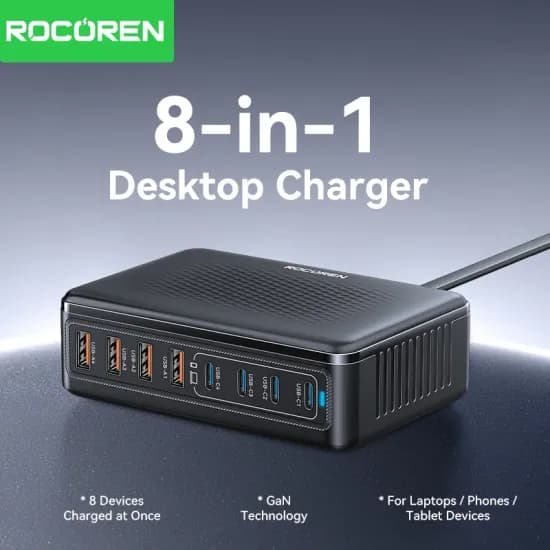 코인딜 rocoren 로코렌 200W GaN 충전기 8in 1데스크탑 고속 충전기 신제품 KR 플러그(12.67$/무료)