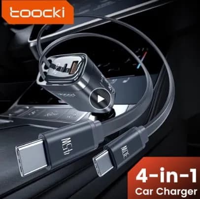 투키 105W 차량용 충전기 USB C 접이식 케이블($9.00)/Toocki GaN 충전기($9.24)/무료