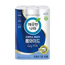 깨끗한나라 오래쓰는 롱와이드 30M 30롤 1팩 10,692원 딥무드 크림 베이지 미용티슈 240매 6입 6,378원