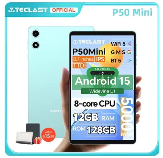 쿠폰특가) Teclast P50 미니 태블릿 안드로이드 15 8.7인치($56.26/무료)