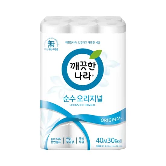 깨끗한나라 순수 오리지널 40m 30롤 1팩(12,139원/무료)