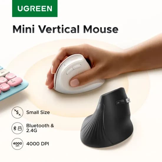 Ugreen 인체공학적 미니 버티컬 마우스 2.4g 4000dpi ($14.48/무료)