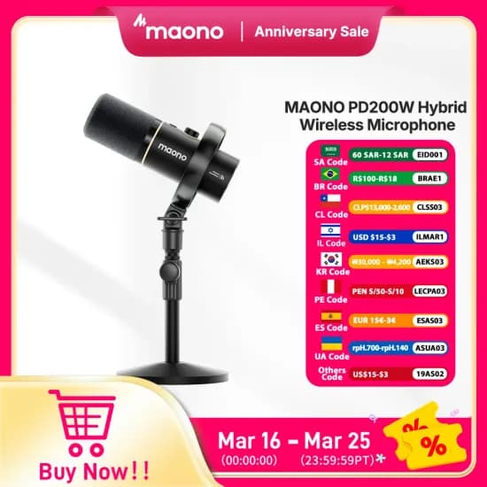 마오노 PD200W 무선 다이나믹 마이크(50.66달러/무료배송)