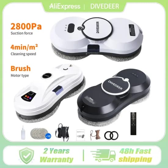 DIVEDEER 창문 청소 로봇 5600PA 스프레이 낙하 방지 (57,549원/무료)