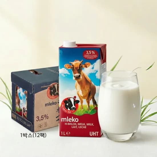 릴코컴퍼니 메도우스타 멸균우유 1000ml 12개입 폴란드 수입 우유 식품 (2개 선택 27,850원)