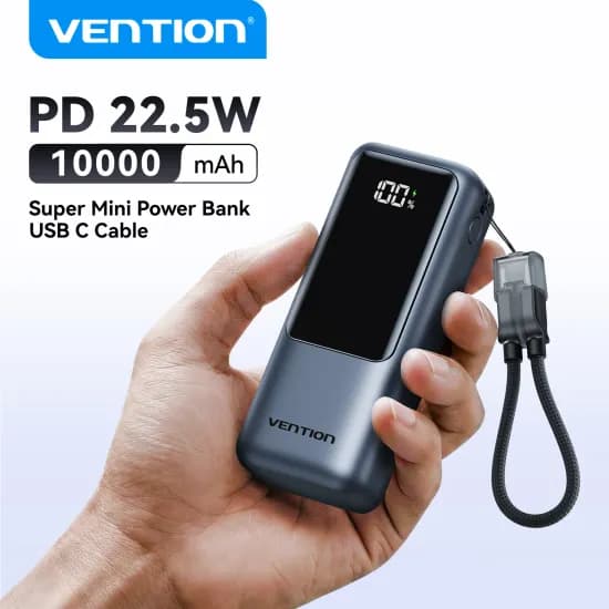 Vention 10000mAh 휴대용 보조배터리 22.5w($12.85/무료)