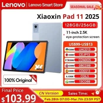 샤오신패드 11" 2025 6G 128G($87)/무료