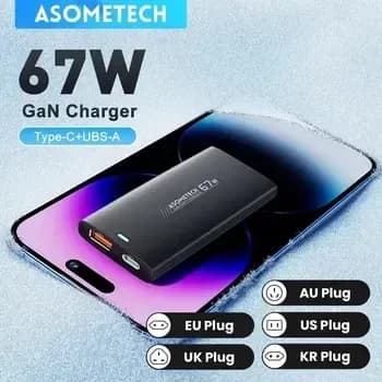 ASOMETECH 슬림형 67W GaN 충전기 KR 플러그 15.45달러 Essager 슬림형 65W 충전기 15.84달러