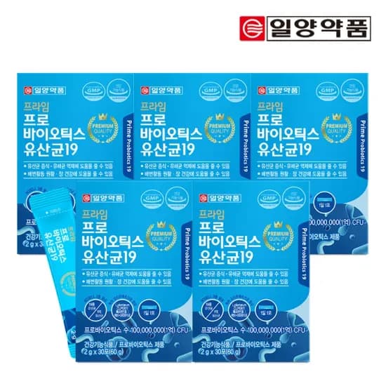 일양약품 프라임 프로바이오틱스 유산균19 (특허 김치유산균 함유) 2g x 30포 5박스 (총 5개월분) (23,134원/무료)