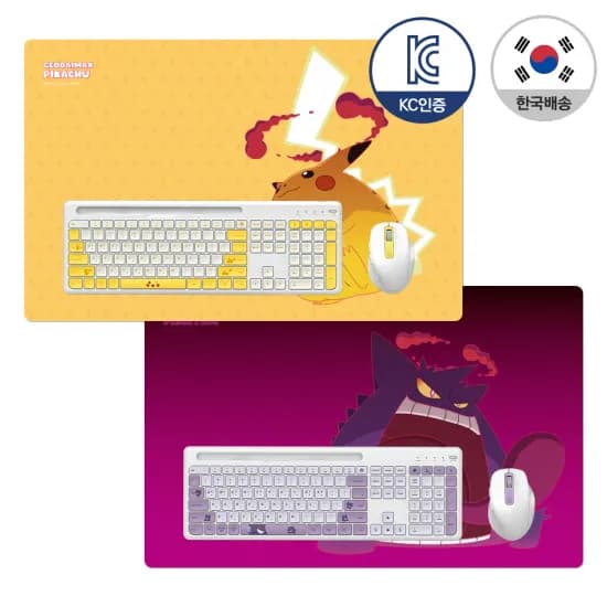 포켓몬 무선 저소음 키보드+마우스+키스킨+장패드 세트 $11.89