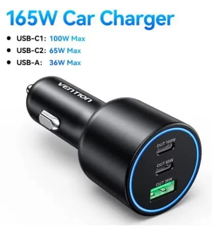 벤션 165W USB C 차량용 충전기 3포트 ($6.78)