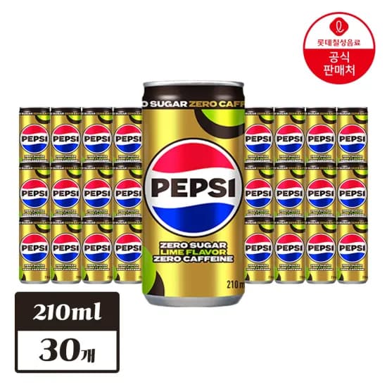 롯데칠성 펩시 제로슈거 라임향 제로카페인 210ml x 30개 (14,034원/무료)