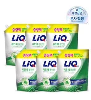 리큐 찌든때세탁세제 1.8L 6개 르샤트라 초고농축 섬유유연제 1.6L x2개