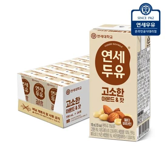 연세우유 고소한 아몬드&잣 두유 190ml 24팩