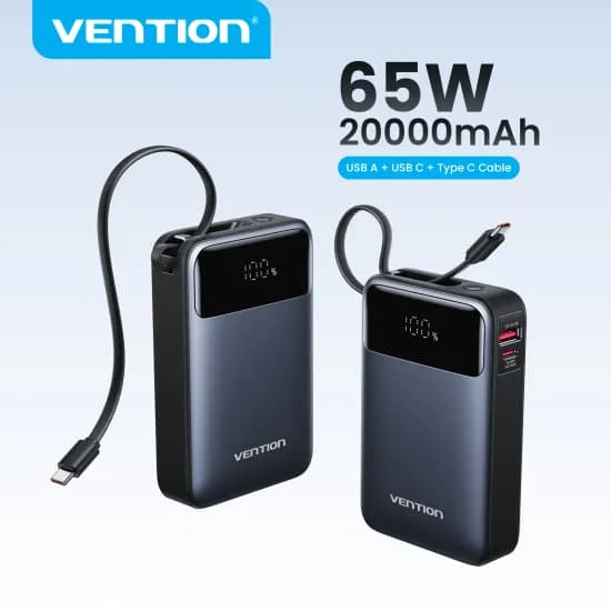 Vention 휴대용 보조배터리 20000mAh PD 65W($19.23/무료)