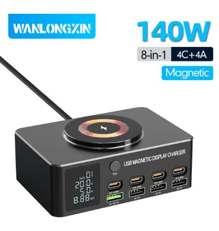 KR Plug 140W 8 in 1 USB C타입 멀티 충전기 ($28.20/무료)