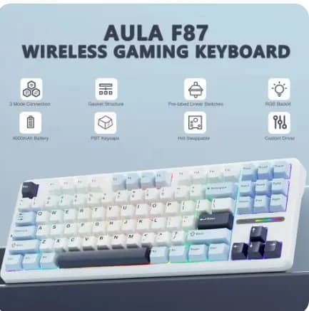 AULA F87 Pro 75% TKL 무선 기계식 키보드 (가스켓, 핫스왑, RGB) 외 다양, 수량 20개