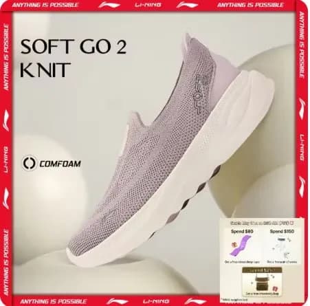 Li-Ning 여성용 SOFT GO 2 니트 슬립온 운동화 1켤레 21.33kg