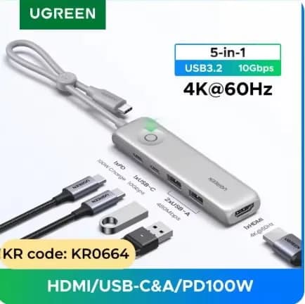 UGREEN 5-in-1 USB-C 허브 USB3.2 Gen2 10Gbps 외 다양, 수량 20개