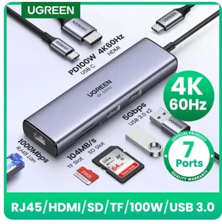 UGREEN 7-in-1 C타입 USB 멀티 허브 외 다양, 수량 20개