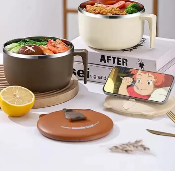 304 스테인리스 뚜껑 포함 휴대용 라면 그릇 12개 (3.5kg)