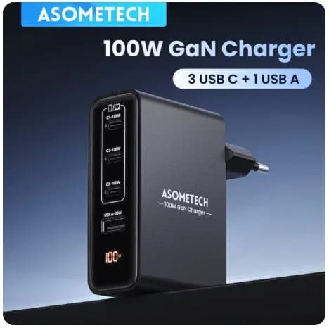 100W GaN 충전기 4포트 USB 타입 C PD3.0 PPS 고속 충전