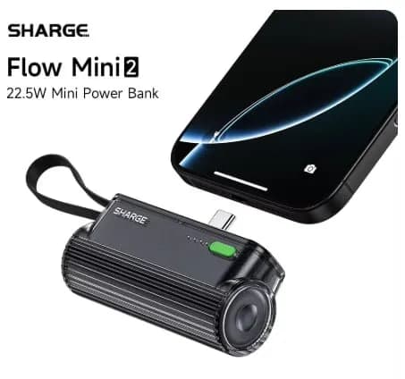 SHARGE Flow Mini 2 휴대용 보조배터리 22.5W 5000mAh ($10.50/무료)