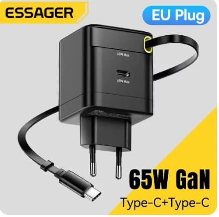 Essager 65W GaN 충전기(개폐식 케이블 포함)