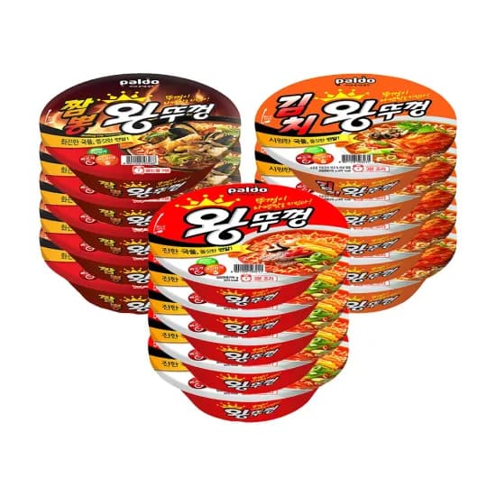 팔도 왕뚜껑 110g x 5개+김치왕뚜껑 110g x 5개+짬뽕왕뚜껑 110g x 5개 (17,532원/무료)
