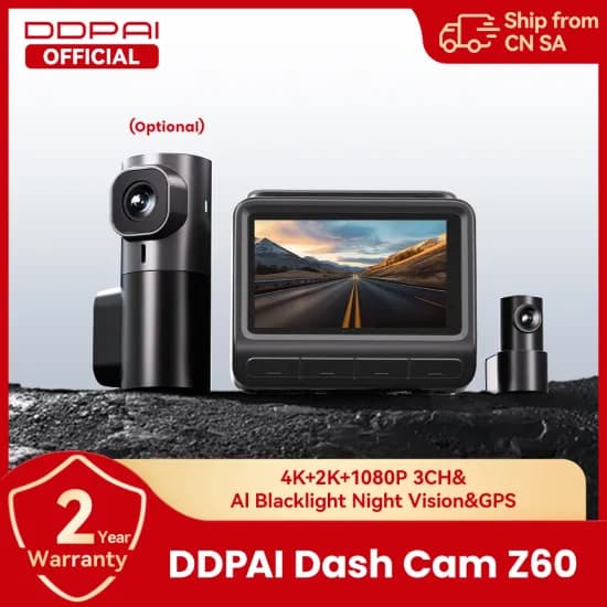 DDPAI 4K+1080P 블랙박스 Z60 전후방 듀얼 ($63.79/무료)