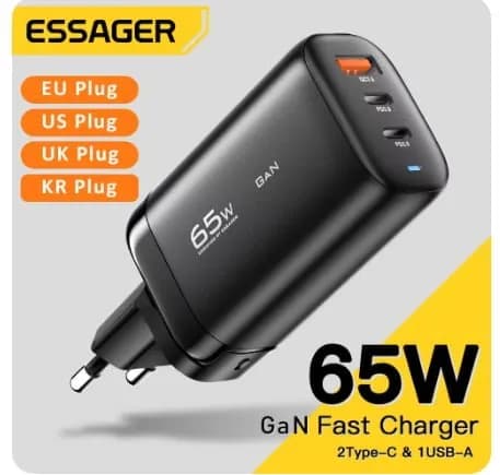 Essager 한국플러그 65W GaN 충전기($10.36/무료)