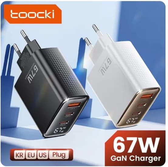 Toocki 67W GaN 충전기($7.69) Essager GaN USB 유형 C 충전기 45W 67W($6/$9)/무료