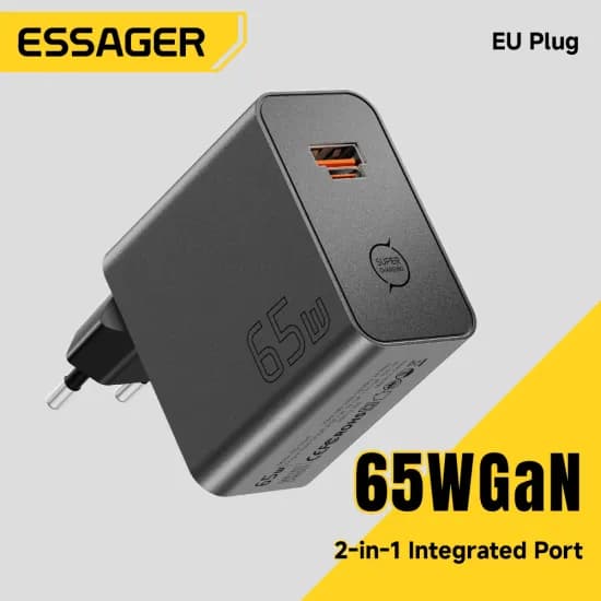 ESSAGER 65W GaN 충전기 2 in 1포트($6.58/무료)