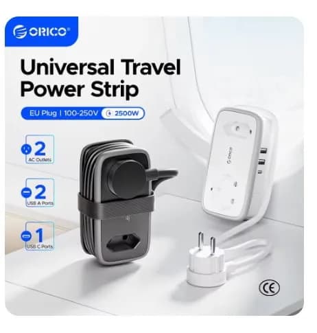 ORICO EU 접지 플러그 여행용 전원 멀티탭 ($7.20)무배
