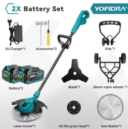 YOFIDRA 10인치 브러시리스 전기 잔디 깎는 기계 6000W 8000RPM ($43.92/무료)5