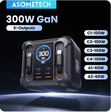 한국플러그 ASOMETECH 300W GaN USB 충전기 ($28.66/무료)