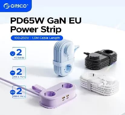 ORICO 케이블 정리형 휴대용 여행용 멀티탭 65W GaN 고속 충전($15/무료)