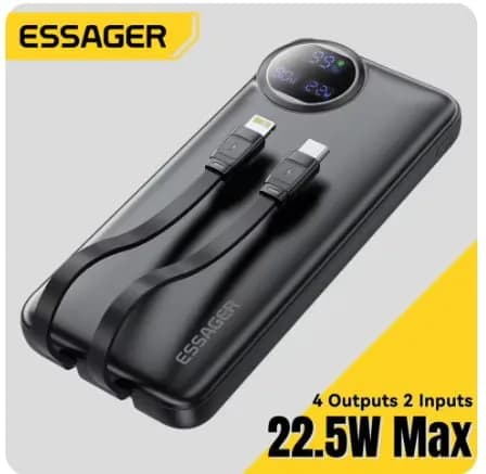 ESSAGER 22.5W 보조배터리 10000mAh ($9.61/무료)