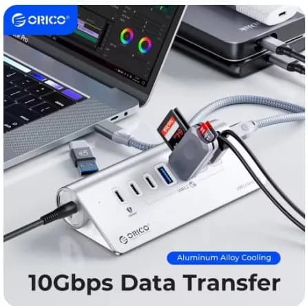 ORICO 알루미늄 4 USB 허브 10Gbps PD 60W($18.79/무료)