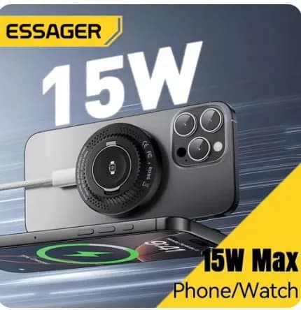 Essager 2-in-1 마그네틱 무선 충전기 15W 홀더 포함($9/27/무료)