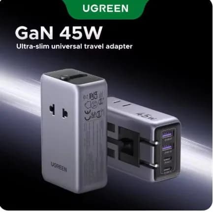 UGREEN 범용 여행용 어댑터 GaN 45W 고속 충전기