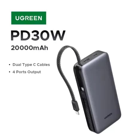 UGREEN PD 30W 20000mAh 휴대용 보조배터리($26.83/무료)