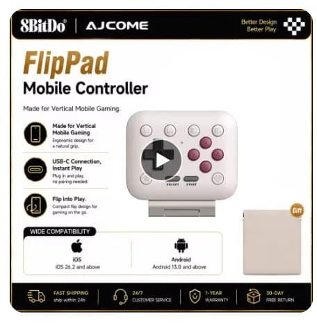 8BitDo FlipPad USB-C 플립형 모바일 게임 컨트롤러($20.22)무배